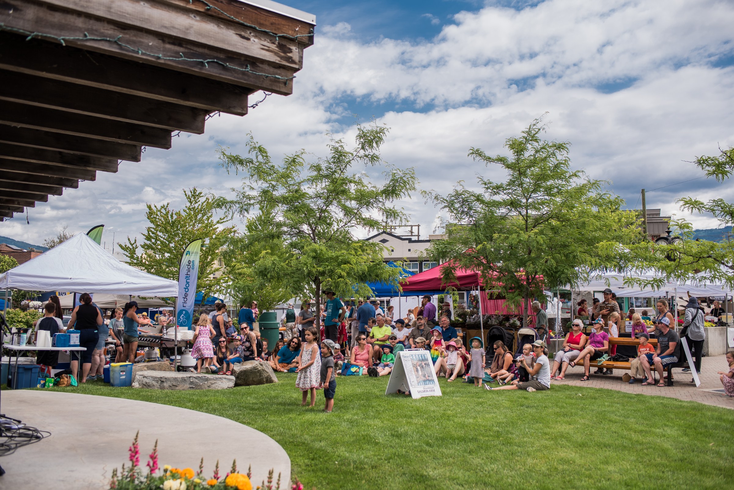 A busy market day in Ross Street Plaza at the Downtown Salmon Arm Farmers' Market