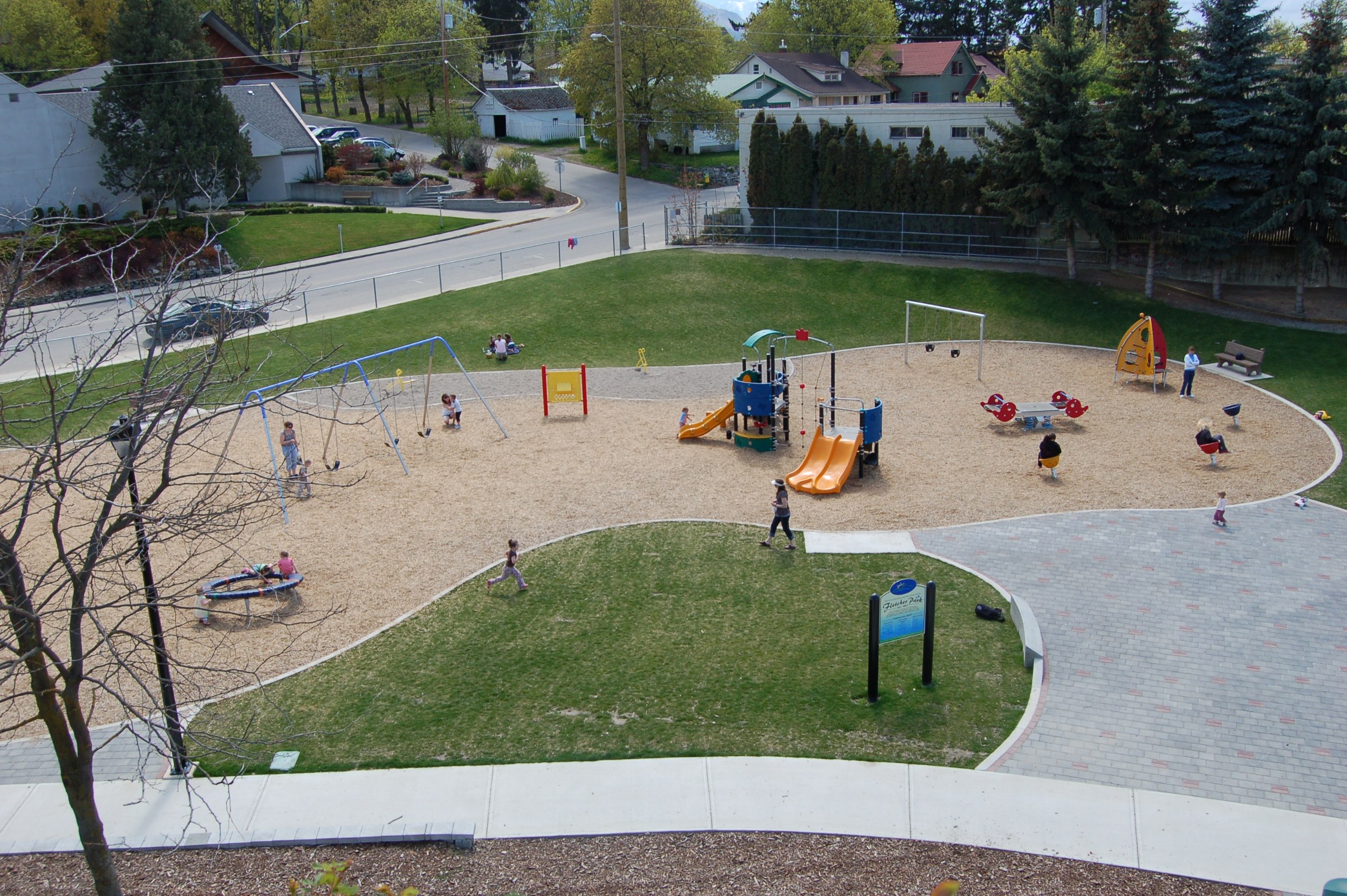 The playground at Fletcher Park seen from above