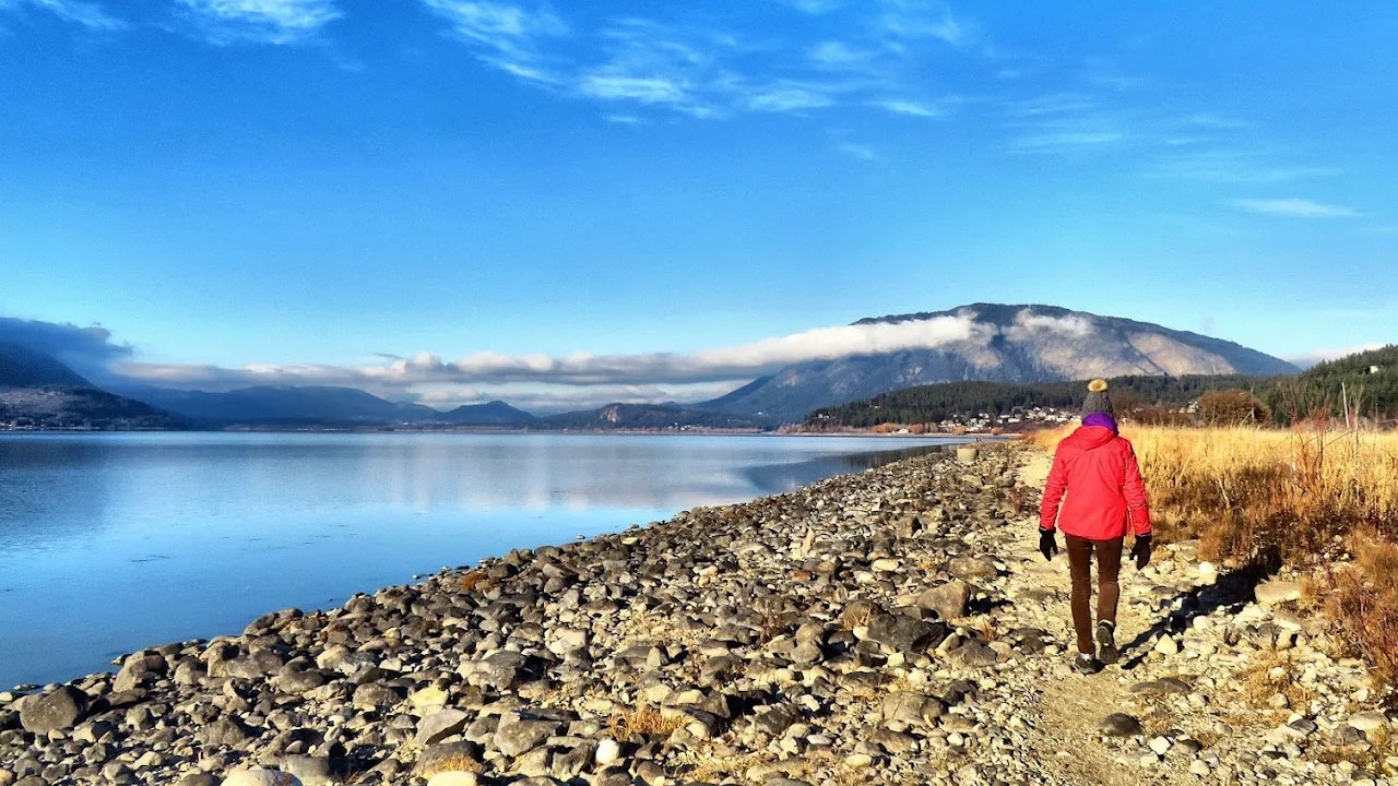 A paved lakeside greenway